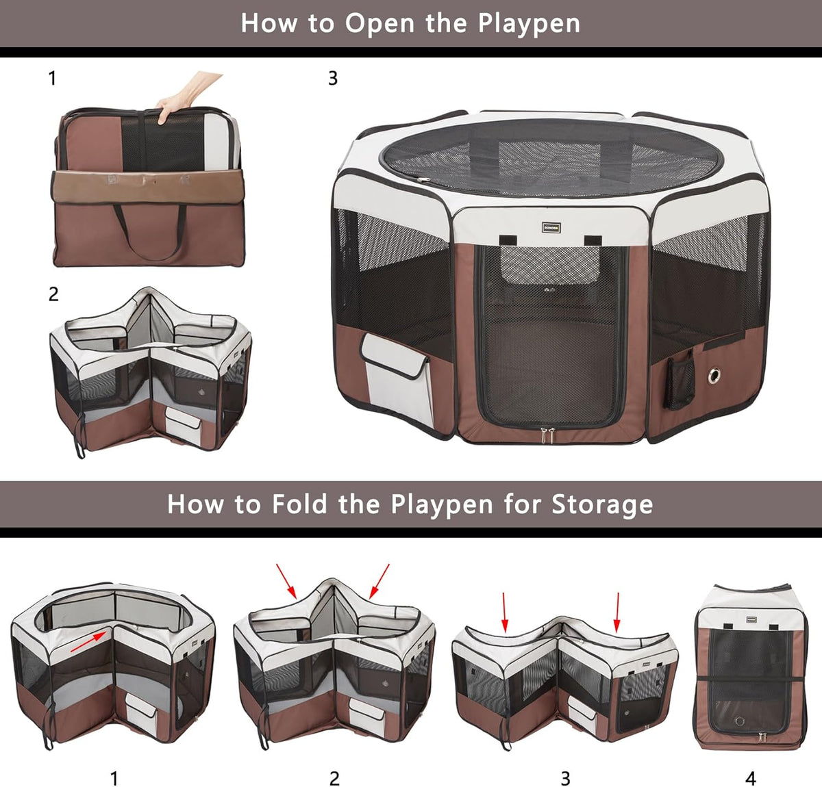 DONORO Dog Playpen Portable Pet Play Pens for Small Dog/Cat/Rabbit/Chicks, Cat Playpen