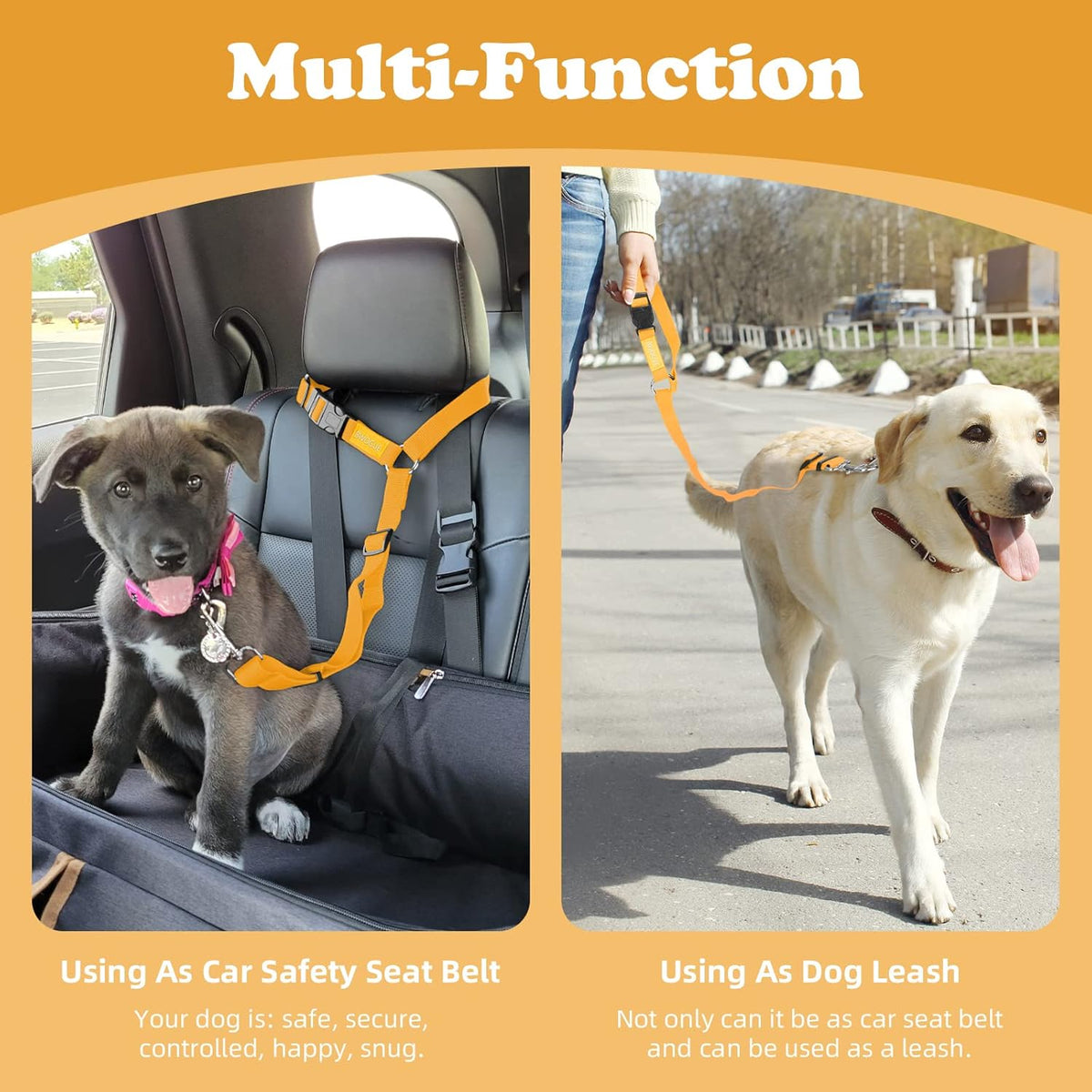 BWOGUE Pet Dog Cat Seat Belts, Car Headrest Restraint Adjustable Safety Leads Vehicle Seatbelt