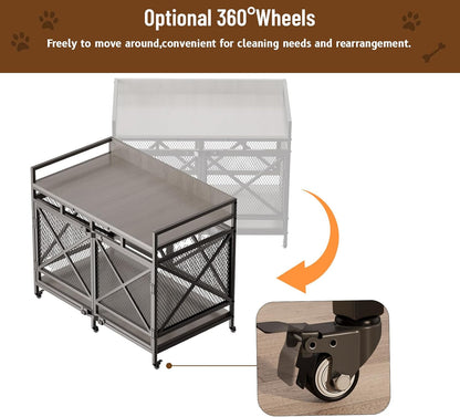 COZPAW Large Dog Crate Furniture, 48 Inch Wooden Dog Kennel for XLarge Dogs, Heavy Duty Dogs