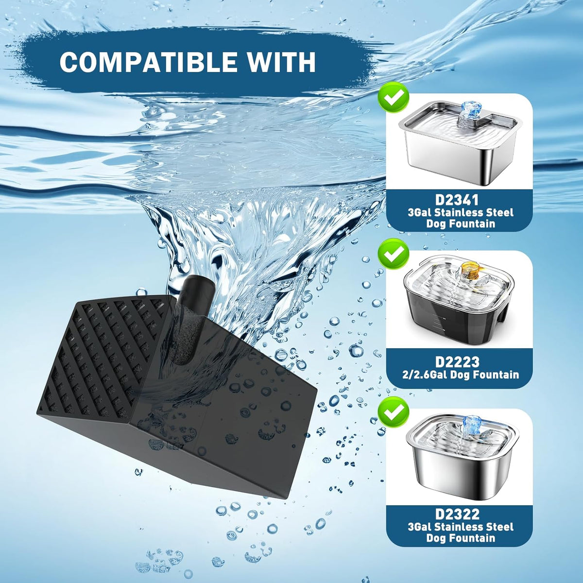 PETNF Dog Water Fountain Water Pump Replacement for PETNF 3 Gallons Stainless Steel Pet Water