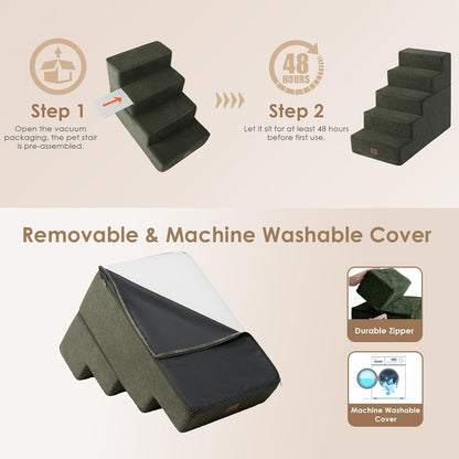 EHEYCIGA Dog Stairs for High Bed 22.5" H, 5-Step Dog Steps for Bed, Pet Steps for Small Dogs and