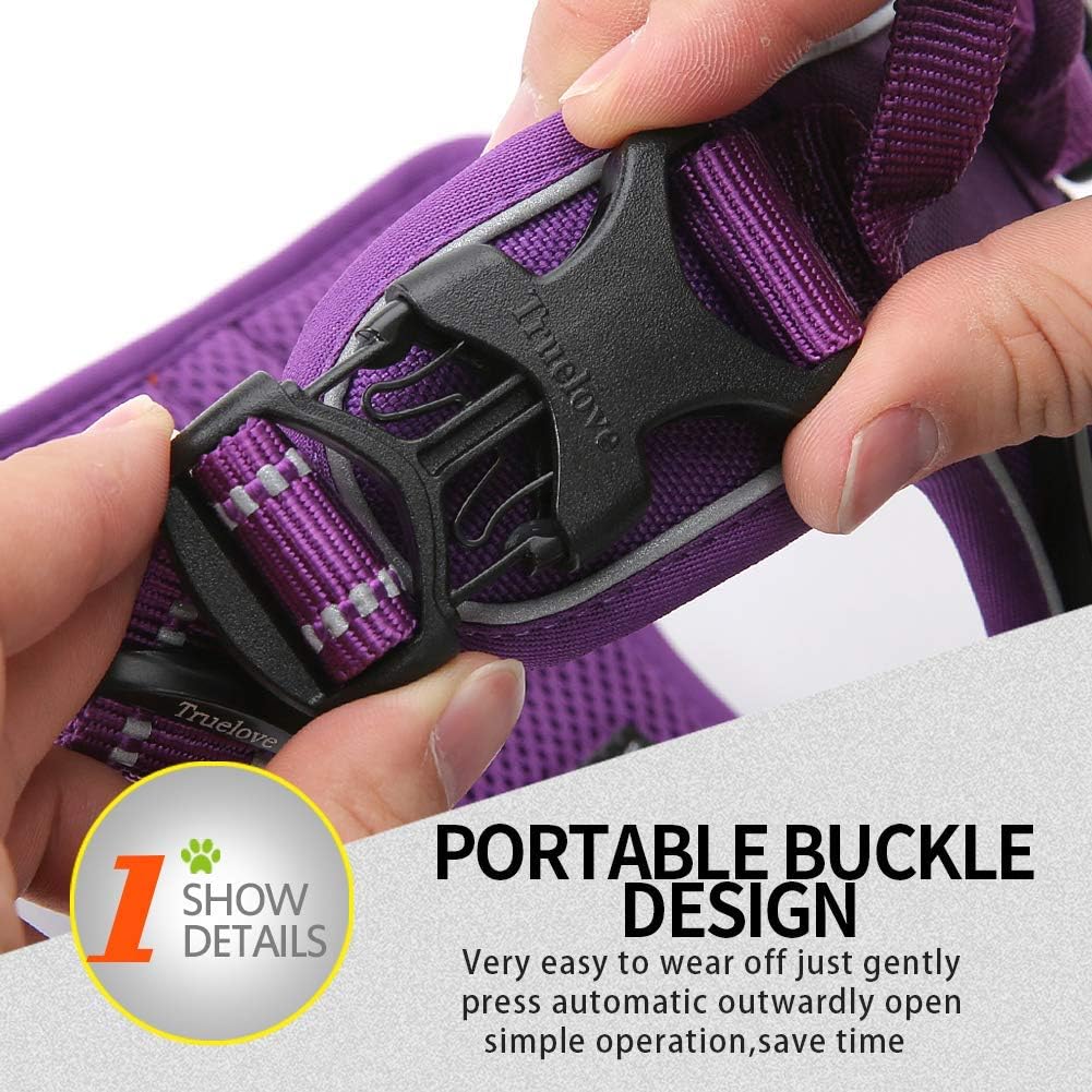 Truelove No Pull Dog Harness with Easy Control Handle and 2 Leash Attachments,Reflective Adjustable