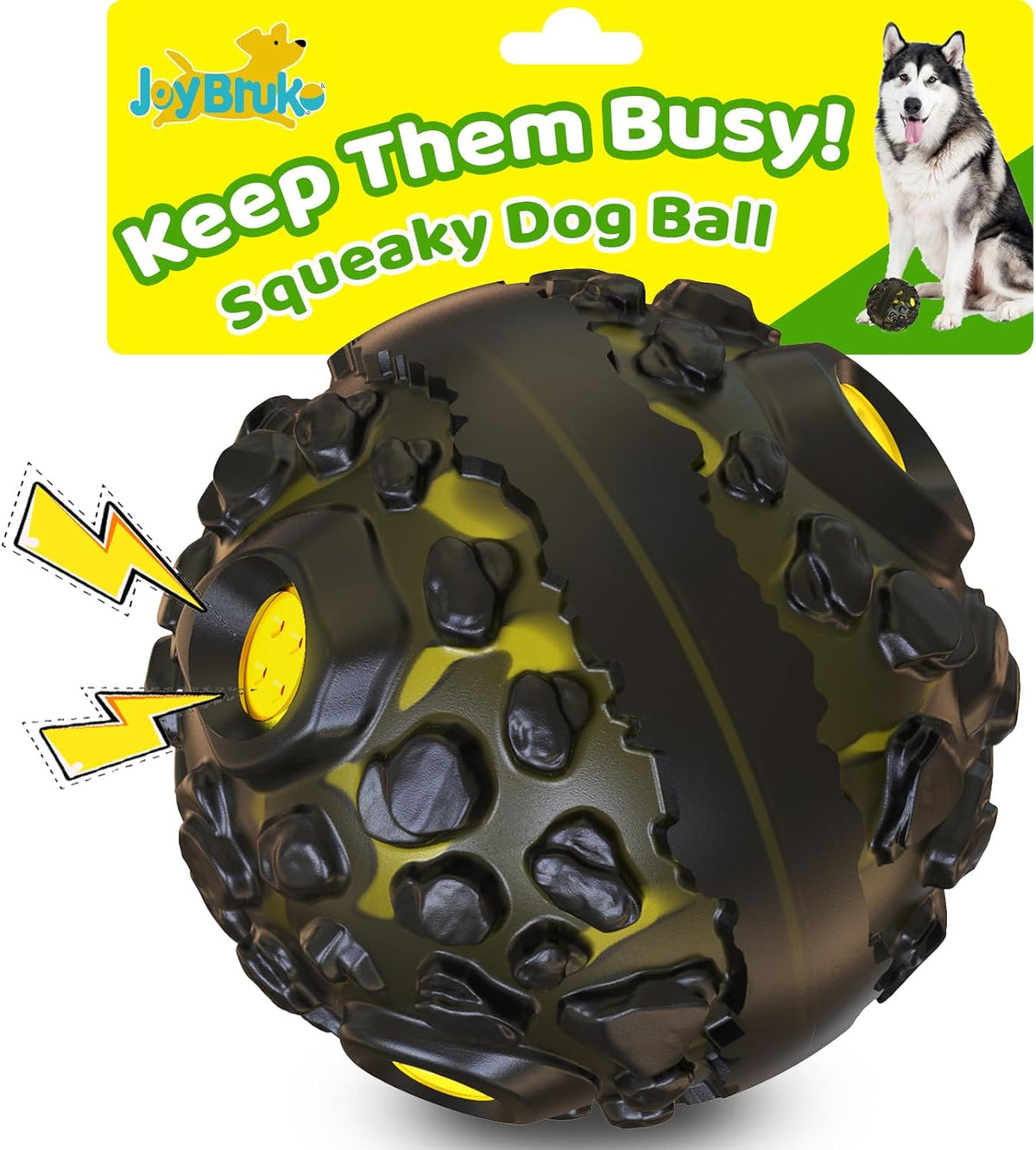 Dog Ball for Aggressive Chewers - Interactive Dog Toy Balls Fun Squeaky Sound to Keep Them Busy