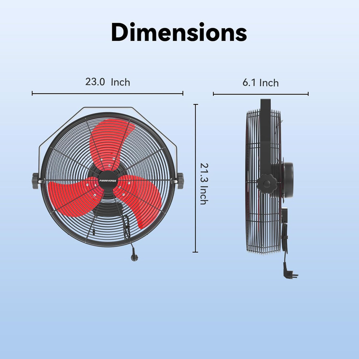 18 Inch Wall Fan Pro Series - 4900 CFM 3 Speed High Velocity Industrial Wall Mount Fans for
