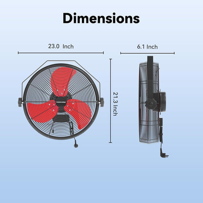 18 Inch Wall Fan Pro Series - 4900 CFM 3 Speed High Velocity Industrial Wall Mount Fans for