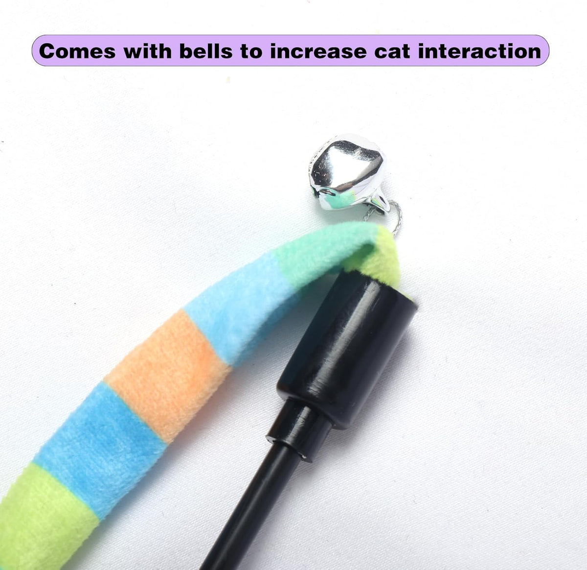 Cat Wand Toys Interactive Kitten Toys Cat Teaser Wand String Feather for Indoor Colorful Ribbon