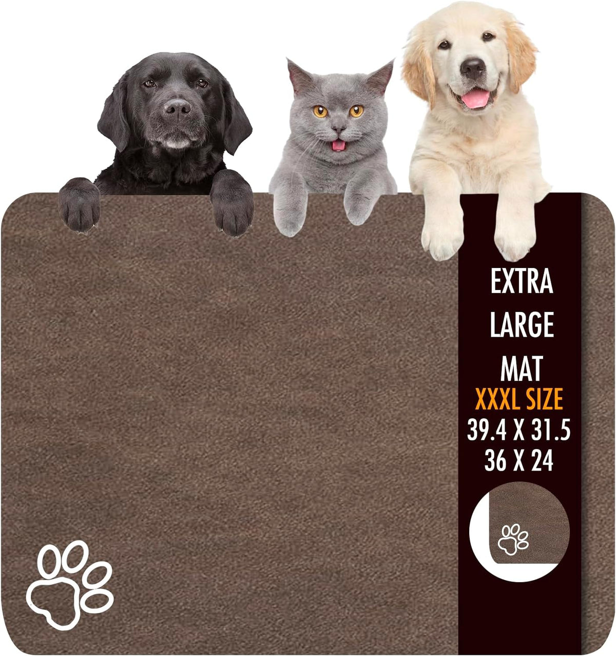 Dog Food Mat, 36" x 24" Extra Large Absorbent Dog Mat for Food and Water, Non Skid Cat Bowl Mat, No