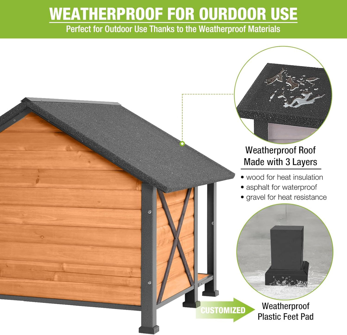 Dog House Outdoor & Indoor Unique All-Around Iron Frame Dog Kennel for Winter with Raised Feet for