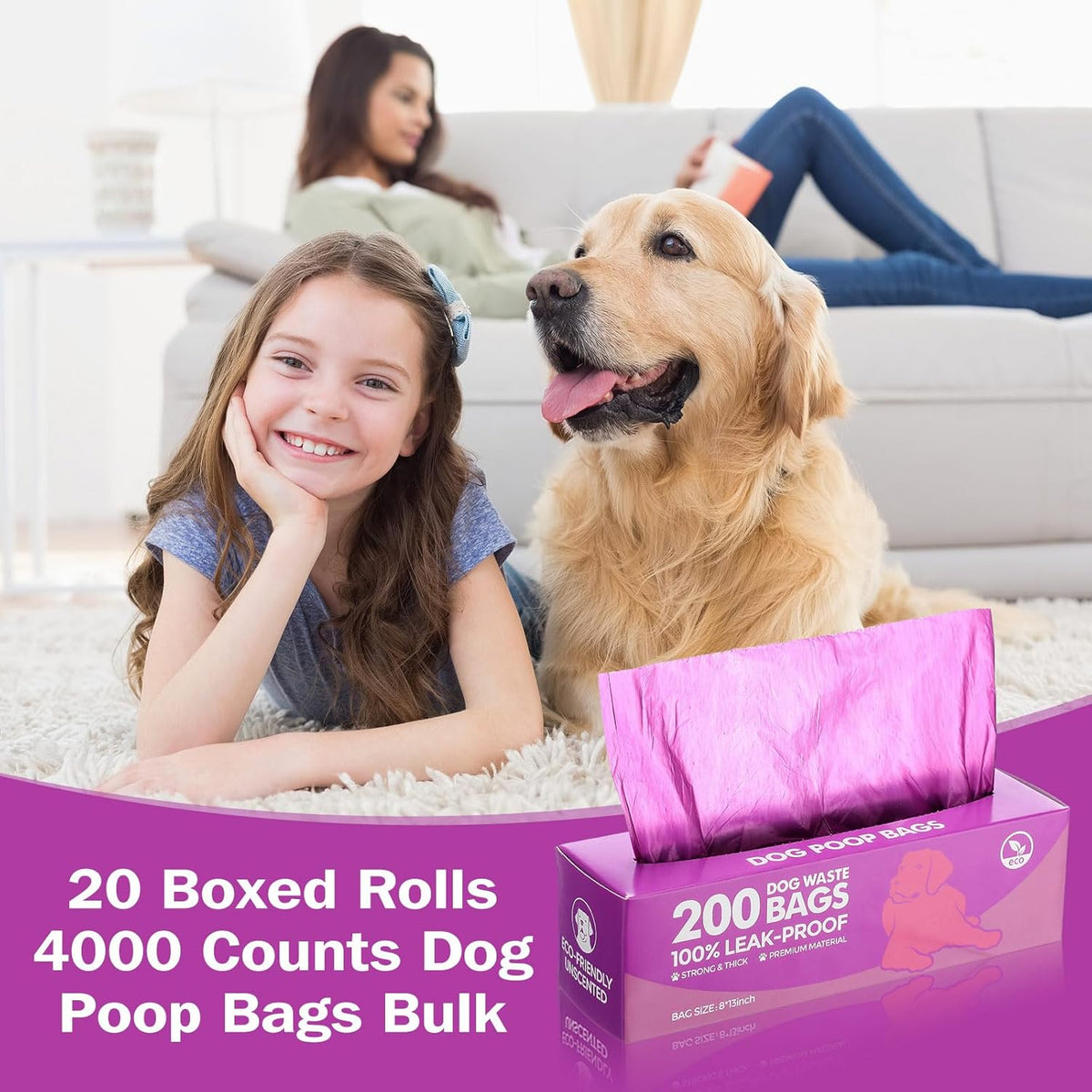Sherr 20 Boxed Rolls 4000 Counts Dog Poop Bags Bulk Leak Proof Dog Waste Bags Universal Pet Doggy