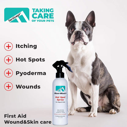 Forticept Maxi-Wash Hot Spot Spray Treatment, Wound Care & Itch Relief Spray for Dogs and Cats.