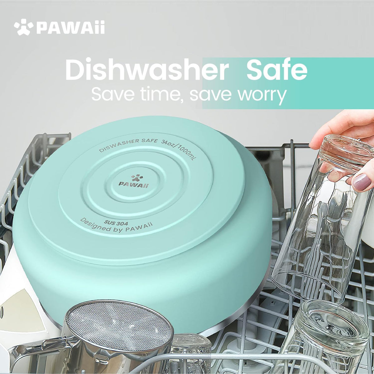 Pawaii Stainless Steel Dog Bowl with Non-Slip Rubber Base & Double Wall Insulation - Durable Design