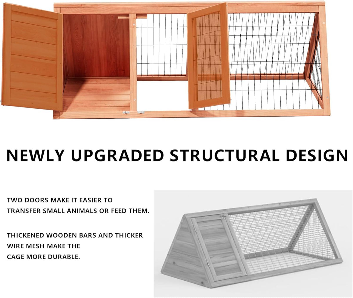 Chick Coop,Outdoor Chicken Run Cage Wooden Triangle Quail Coop with Ventilating Wire Poultry Hutch