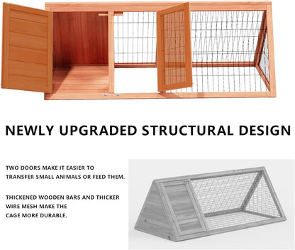 Chick Coop,Outdoor Chicken Run Cage Wooden Triangle Quail Coop with Ventilating Wire Poultry Hutch