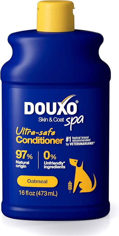 DOUXO® Skin & Coat SPA - Ultra-Safe Oatmeal Dog Conditioner, 16 fl oz, Safely Detangles