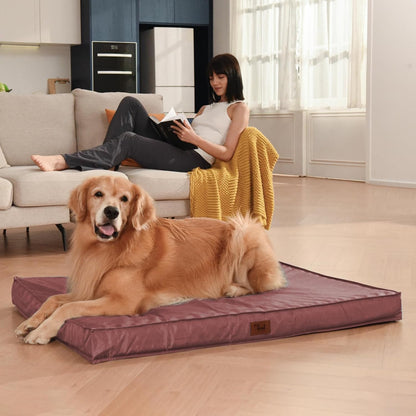 Outdoor Extra Large Dog Crate Bed, Big Waterproof Dog Bed for Large Dogs, Orthopedic Egg Foam Pet