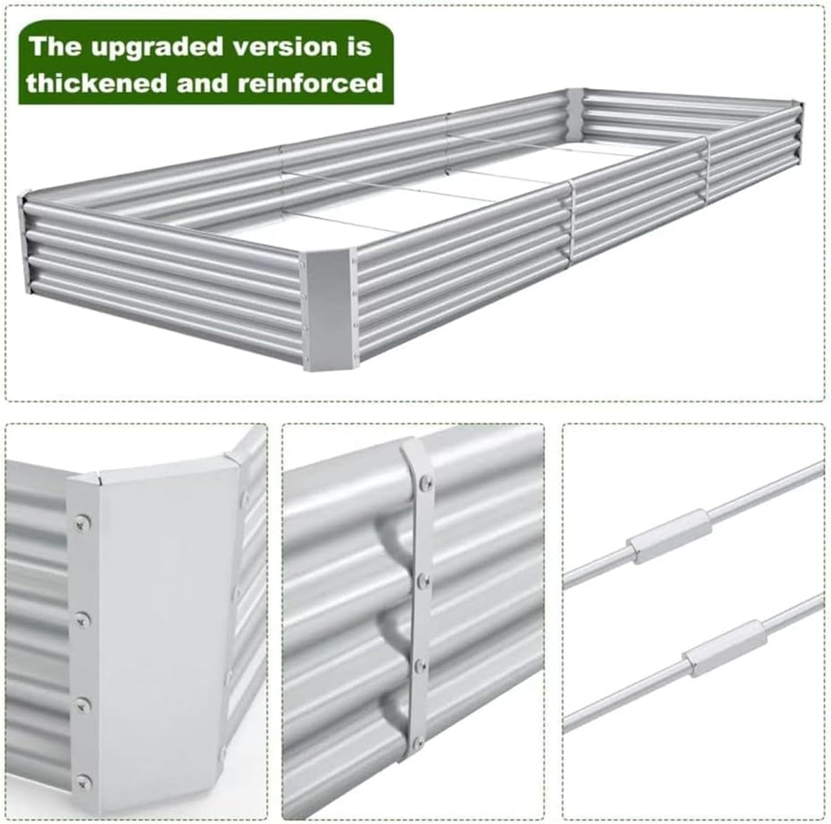 Land Guard 12×4×1ft Galvanized Raised Garden Bed Kit for Vegetables 2 Pack, Galvanized Super Large