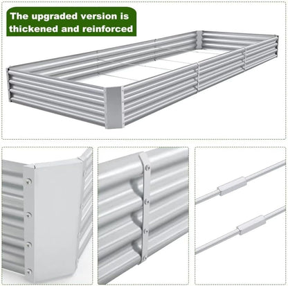 Land Guard 12×4×1ft Galvanized Raised Garden Bed Kit for Vegetables 2 Pack, Galvanized Super Large