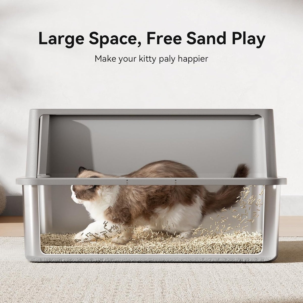 28" Extra Large XXL Stainless Steel Cat Litter Boxes with Lid Metal Cat Litterbox Pan for Big Cats