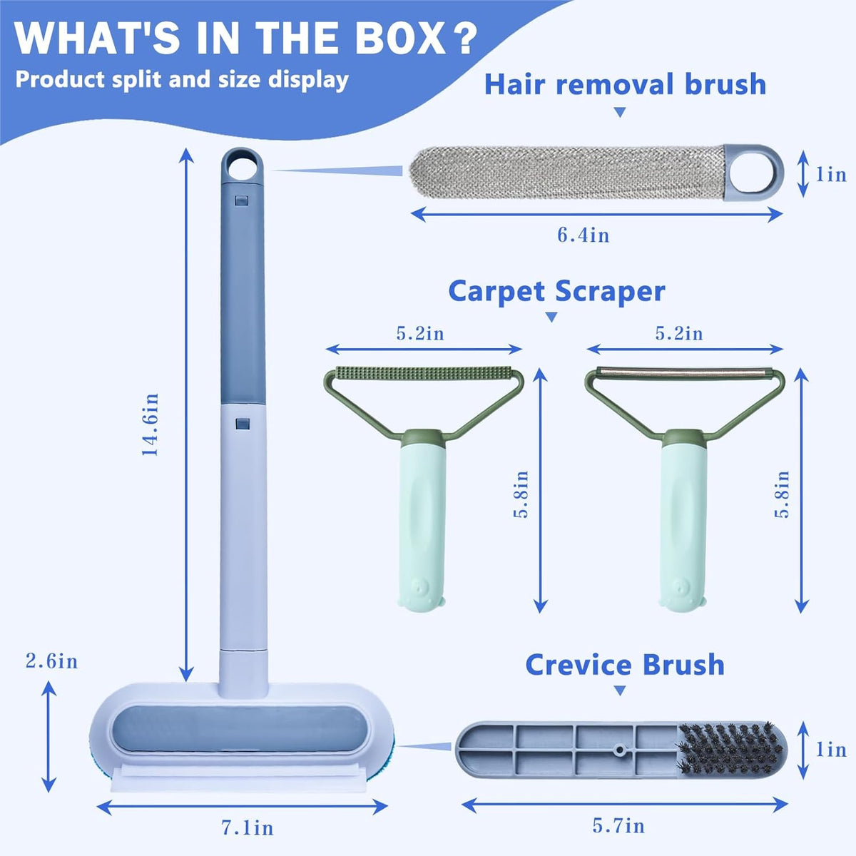Multifunctional Pet Hair Remover,2 Pcs Carpet Scraper,4 in 1 Dog Hair Remover, Reusable Cat Hair