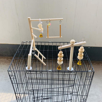 Hamiledyi Small Bird Playground Natural Wood for Top of Cage Bird Play Stand Bird Stands for