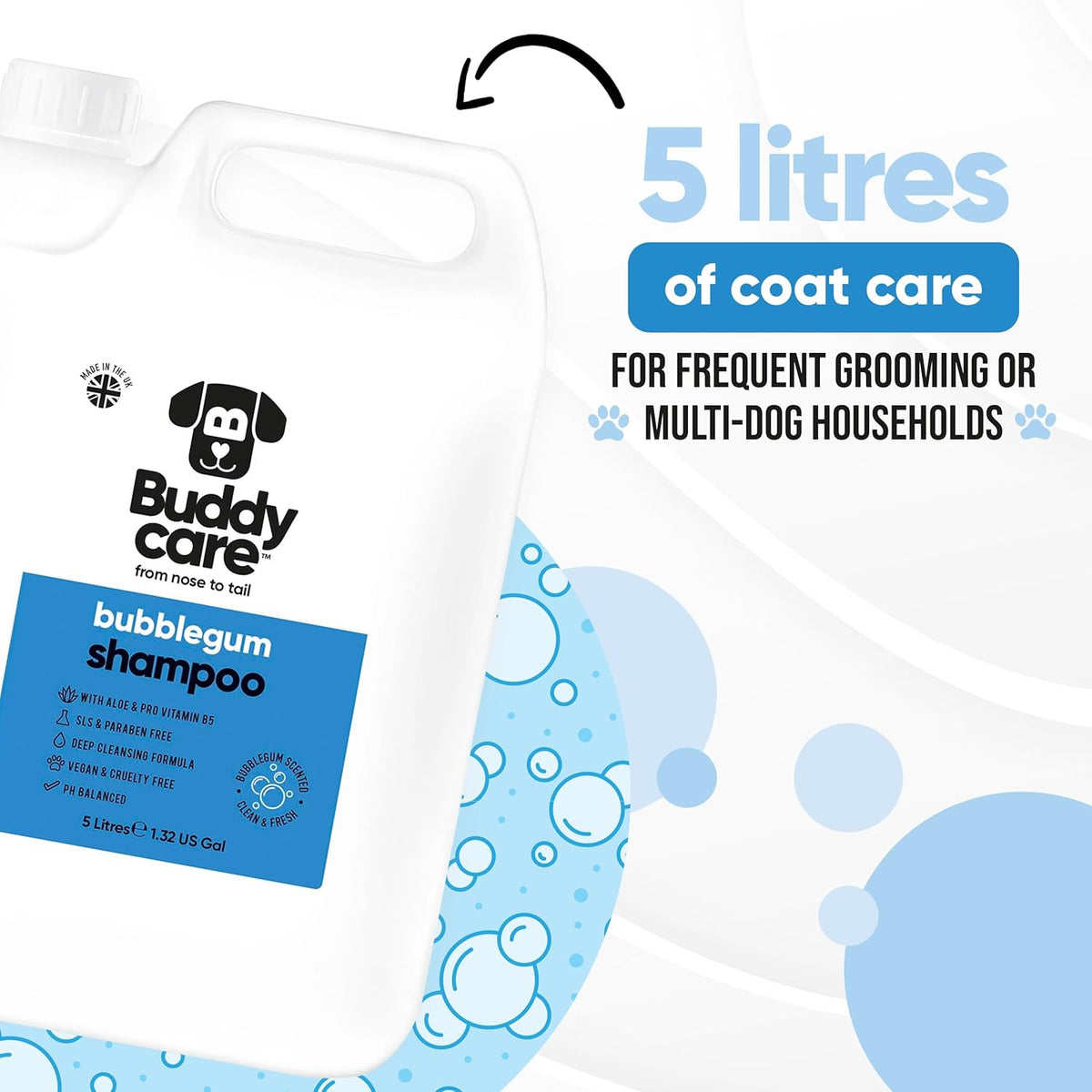 Bubblegum Dog Shampoo by Buddycare | Deep Cleansing Shampoo for Dogs | Bubblegum Scented | with