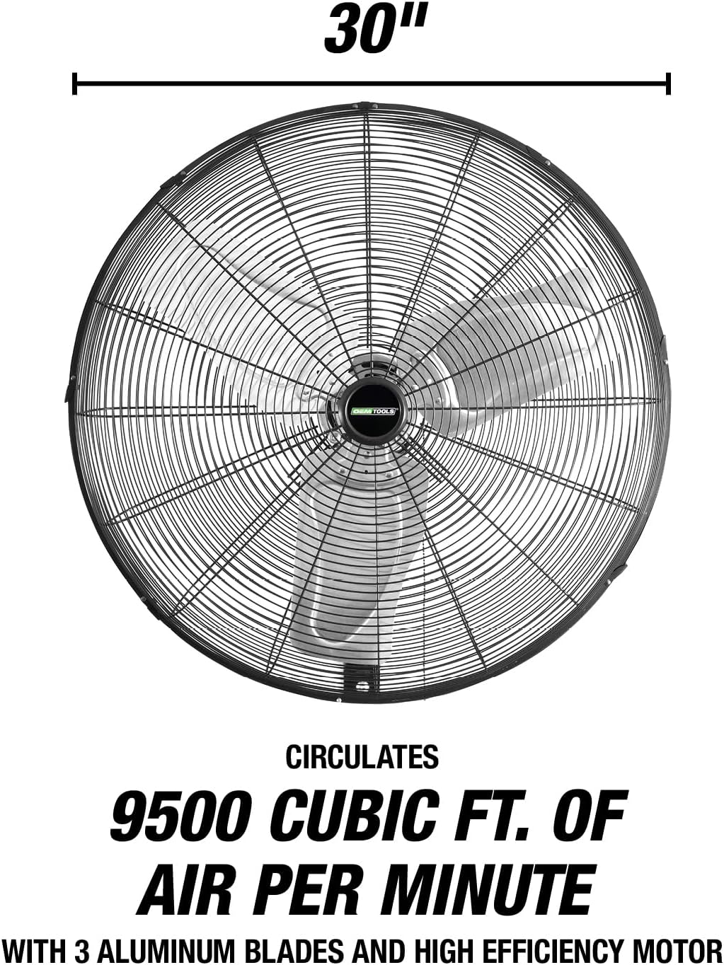 OEMTOOLS OEM24884 30 Inch Oscillating Wall Fan, 9500 CFM Max. Garage 90 Degree Mounted Fan with 6