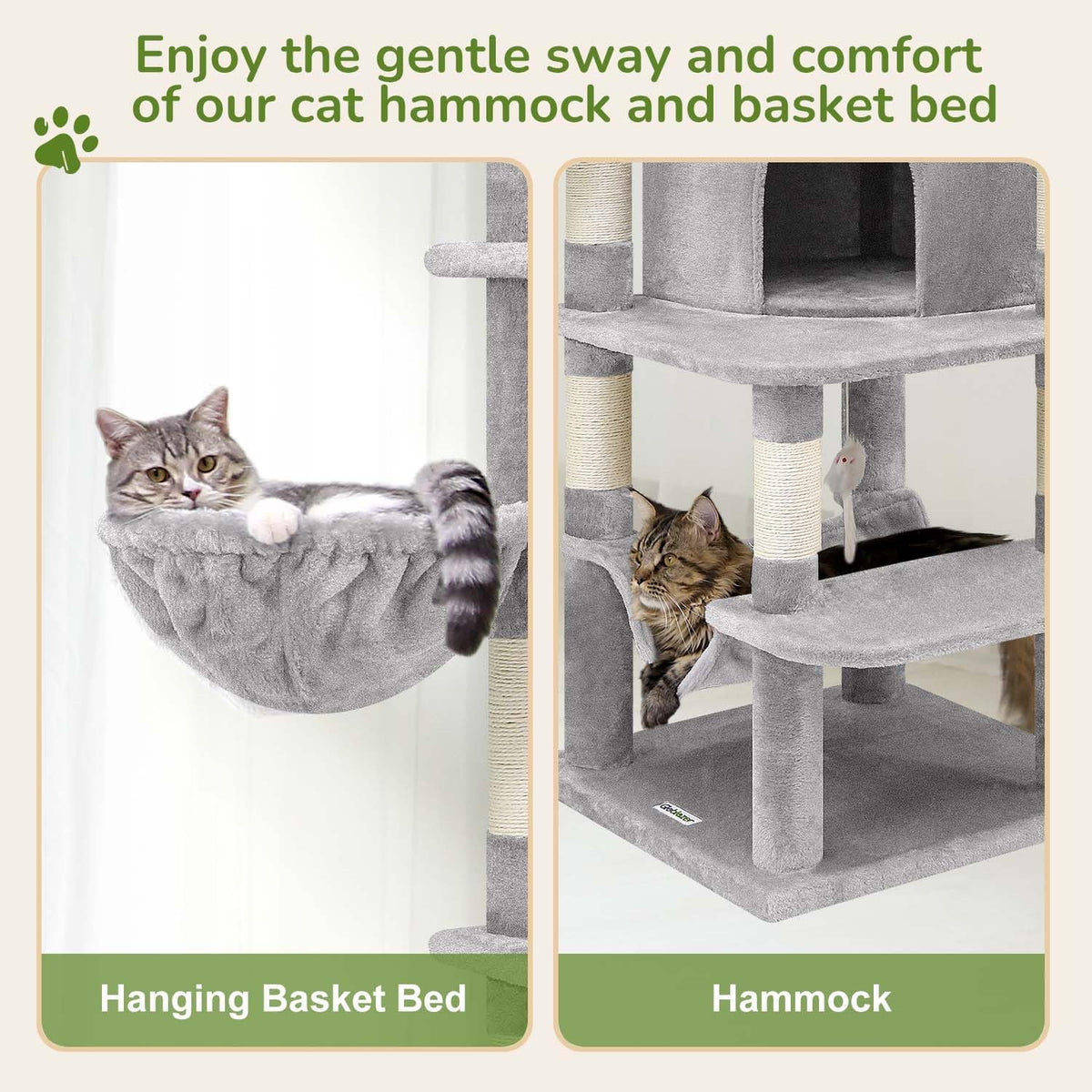 Globlazer Corner Cat Tree Tower for Indoor Cats, 51in Multi-Level Cat Condo Tower with Large