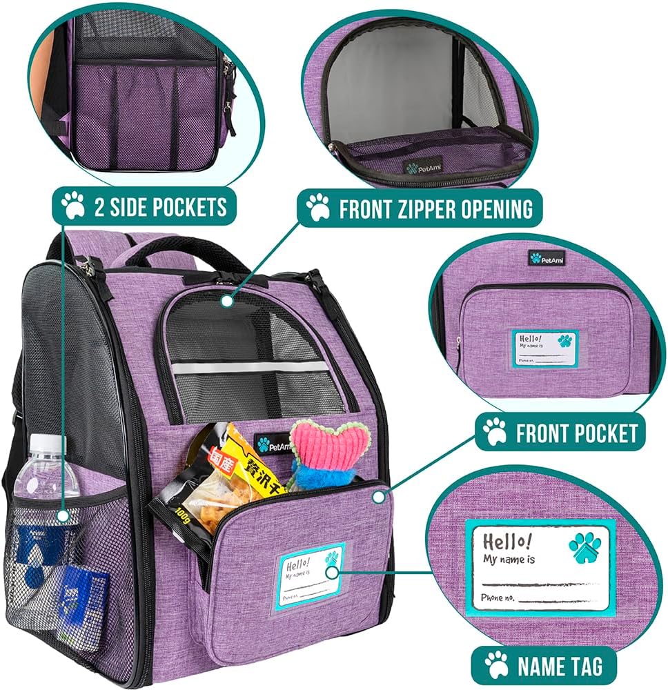 PetAmi Dog Backpack Carrier for Small Large Cat, Pet, Puppy, Ventilated Pet Hiking Backpack Travel
