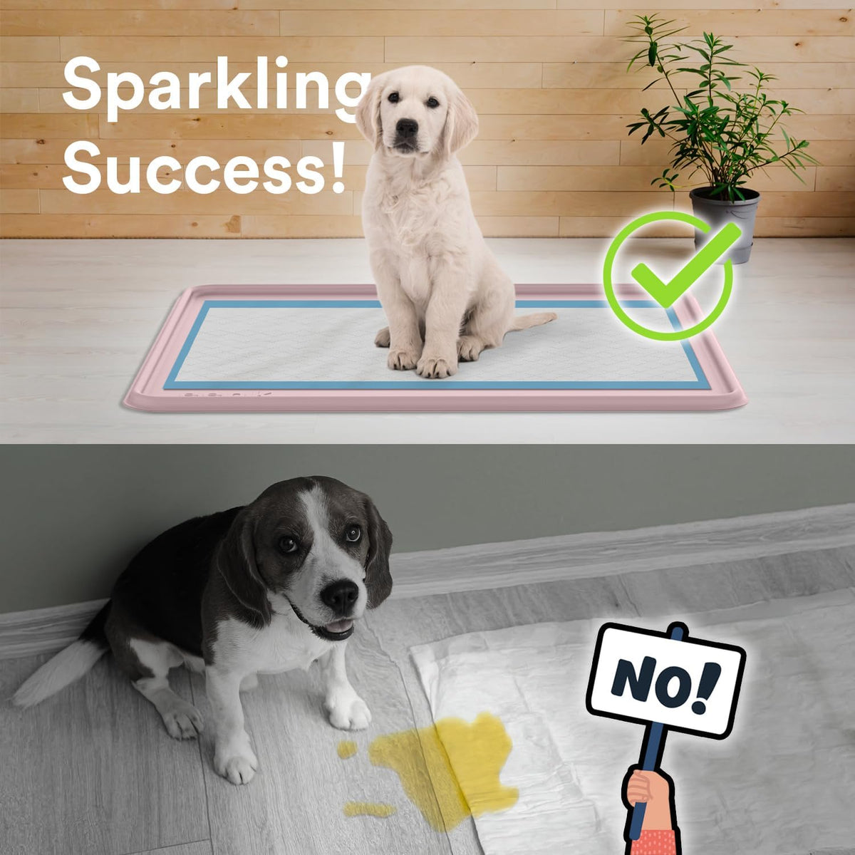Pee Pad Tray Holder for Dogs - Fits Up to 25 x 25 in. Square Potty Training Pads No Spill Raised