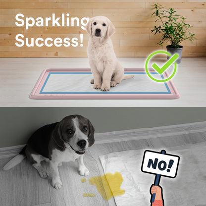 Pee Pad Tray Holder for Dogs - Fits Up to 25 x 25 in. Square Potty Training Pads No Spill Raised