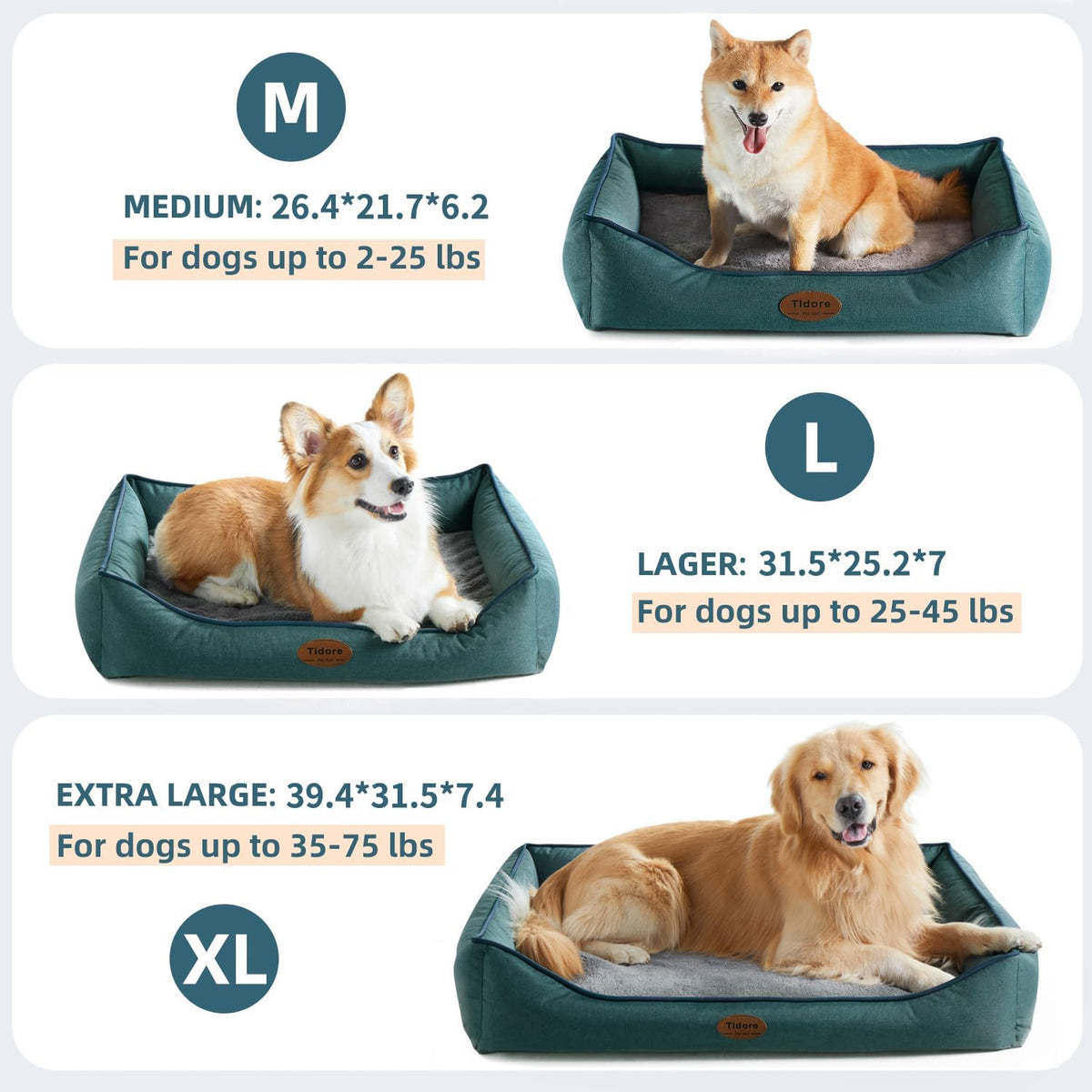 Orthopedic Dog Beds for Medium Dogs, Durable Egg Crate Foam Sofa Dog Bed wit Washable Removable