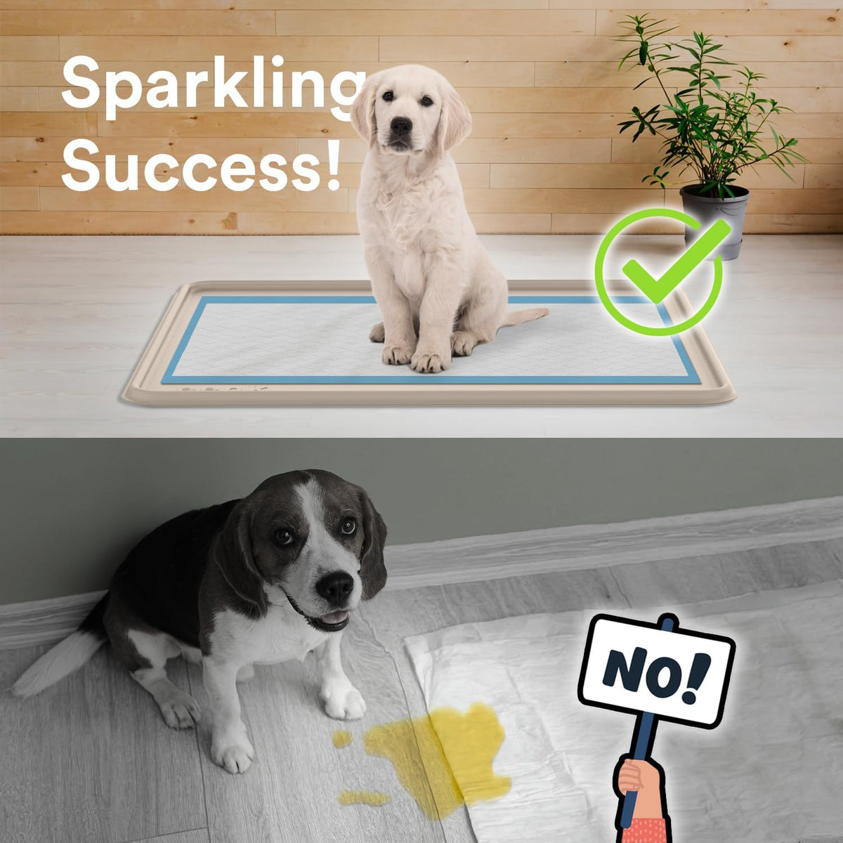 Pee Pad Tray Holder for Dogs - Fits Up to 25 x 25 in. Square Potty Training Pads No Spill Raised