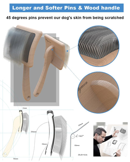 Dog Slicker Brush for Large Dogs, Professional Doodles Brush for Poodles, Goldendoodles and