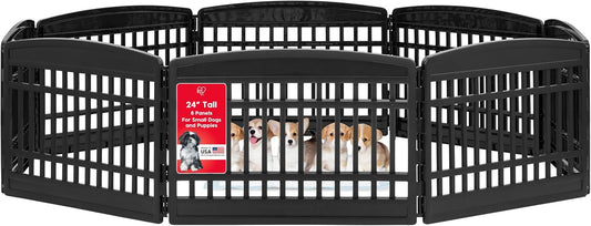 IRIS USA 24" 8-Panel Puppy Playpen, 83.5 x 83.5 x 23.63, Dog Playpen, Dog Play Pen Indoors, Pet