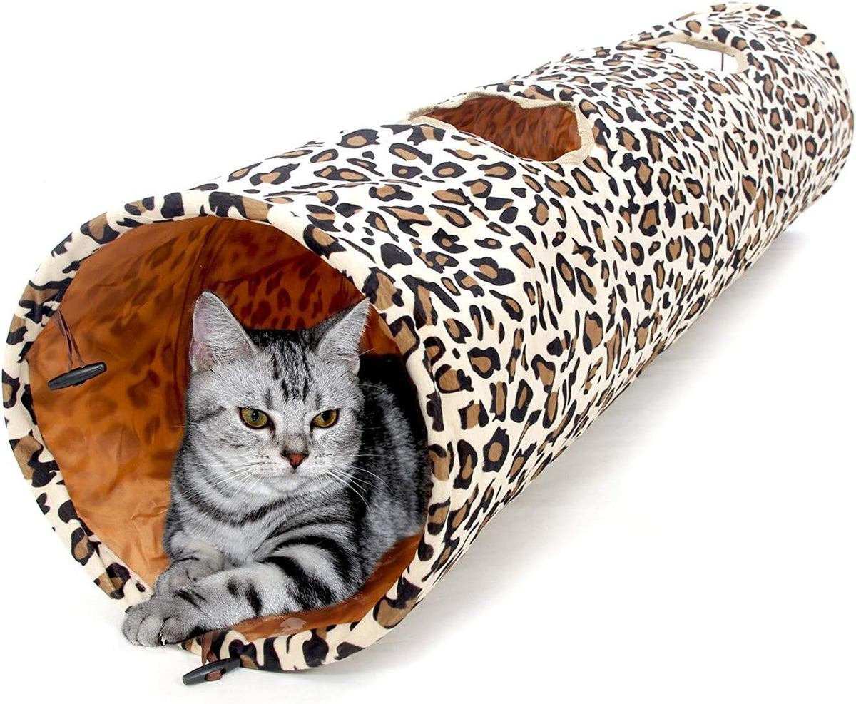 PAWZ Road XL Collapsible Cat Tunnel for Fat Cats & Rabbits - 51"x12" Extra Wide Pet Play Tunnel