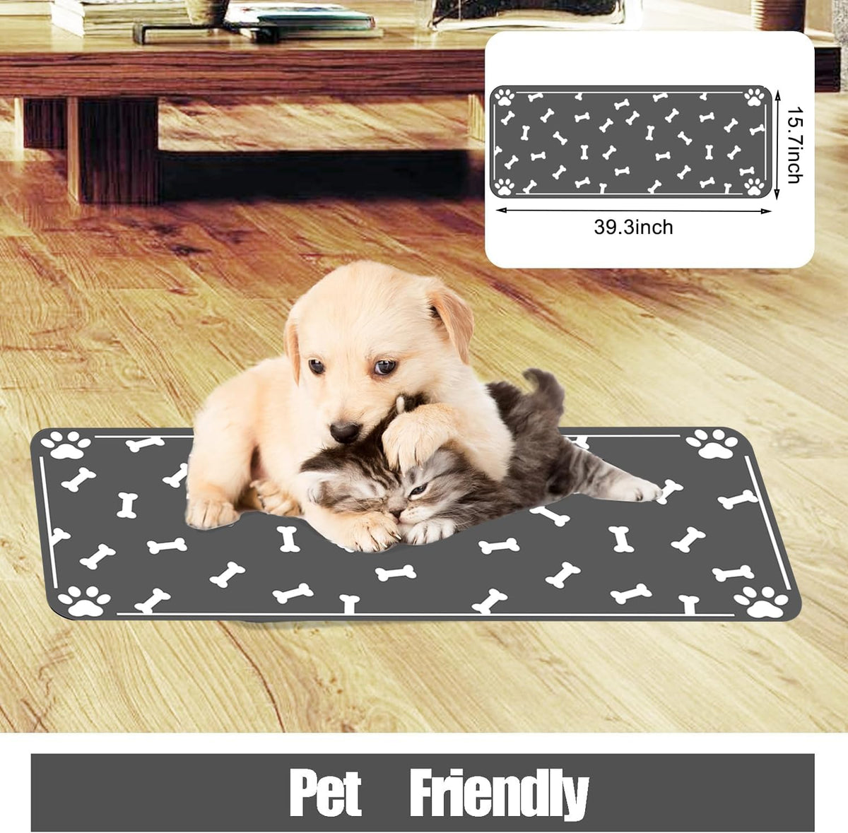 Large Pet Feeding Mat, Absorbent Quick Dry Dog Mat for Food and Water Bowl, Non Skid Cat Bowl Mat