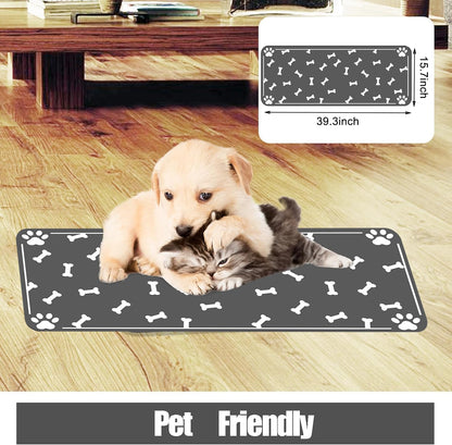 Large Pet Feeding Mat, Absorbent Quick Dry Dog Mat for Food and Water Bowl, Non Skid Cat Bowl Mat