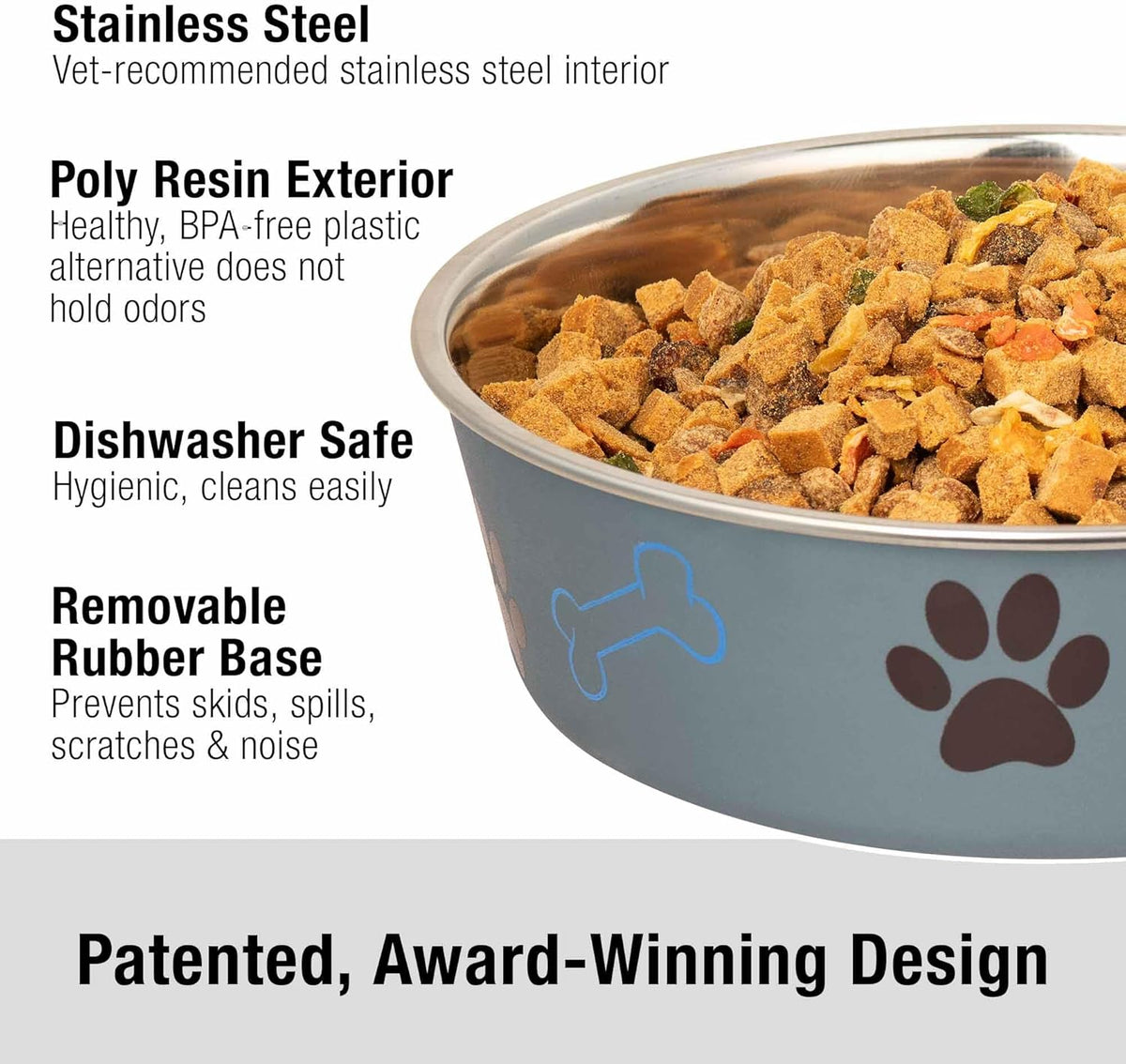 Loving Pets Bella Dog Bowls- Stainless Steel Dog & Cat Bowls - Spill Proof Dog Food Bowl, Cat Bowl