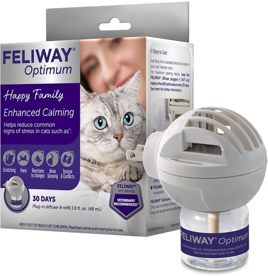 FELIWAY® Optimum 30 Day Cat Calming Plug In Pheromone Diffuser Starter Kit, 48ml - Helps Reduce