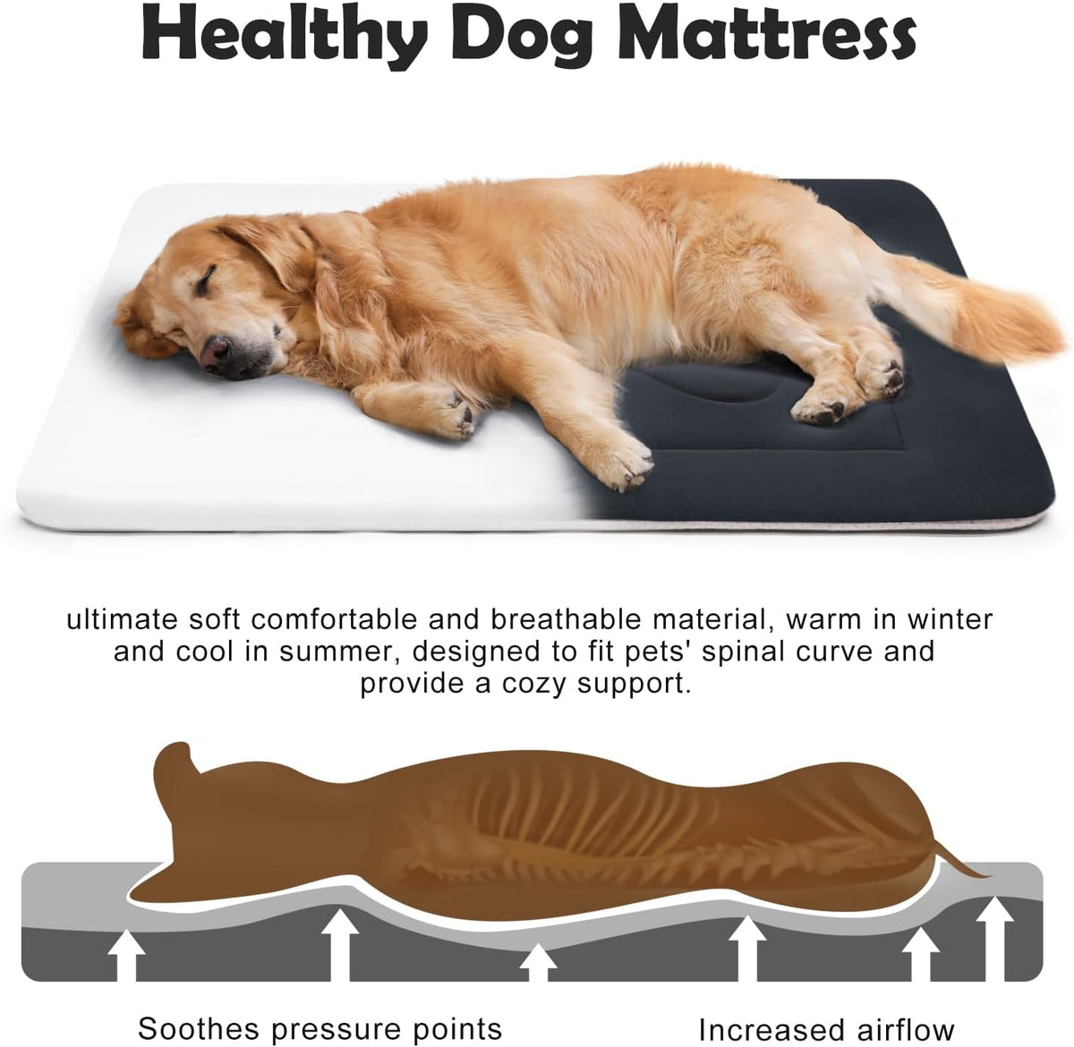 JoicyCo Large Dog Bed Soft Dog Crate Pad Mat 42 in Non-Slip Bottom Washable Dog Sleeping Mattress