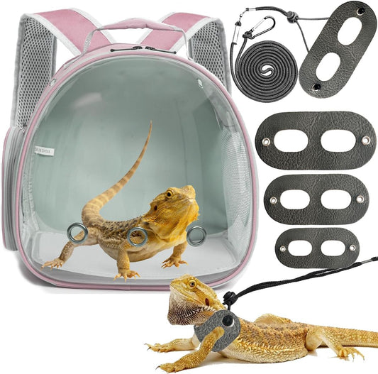 Bearded Dragon Travel Backpack with Harness and Leash Set,Lizard Backpack Travel Carrier,Space