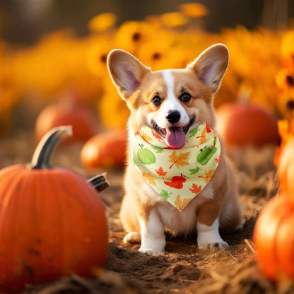 Weewooday 50 Pcs Fall Dog Bandanas Bulk Pumpkin Maple Leaves Thanksgiving Autumn Bandanas for Bibs
