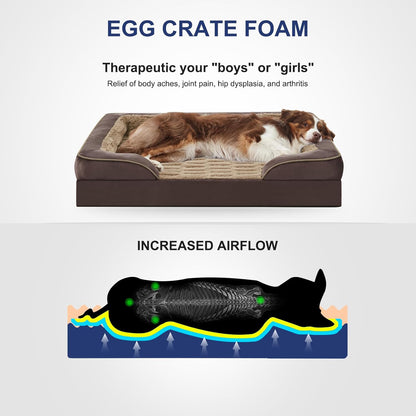 FURTIME Orthopedic Dog Bed for Extra Large Dogs - XL Plus Washable Dog Sofa Beds, Supportive Foam