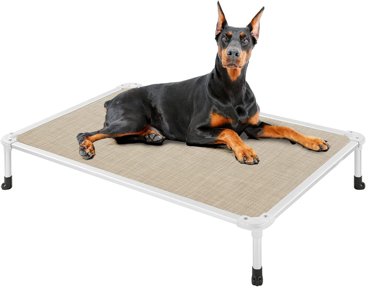 Veehoo Chew Proof Elevated Dog Bed - Cooling Raised Pet Cot - Silver Aluminum Frame and Durable