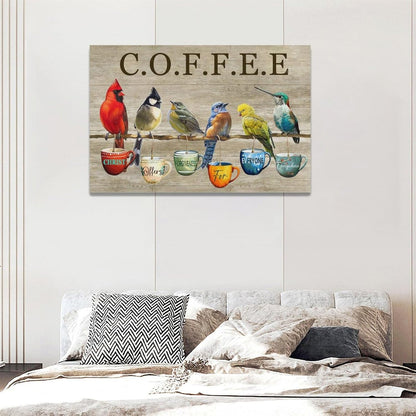 Rustic Bird Coffee Wall Art Kitchen Christ Coffee Pictures Wall Decor Farmhouse Cardinal