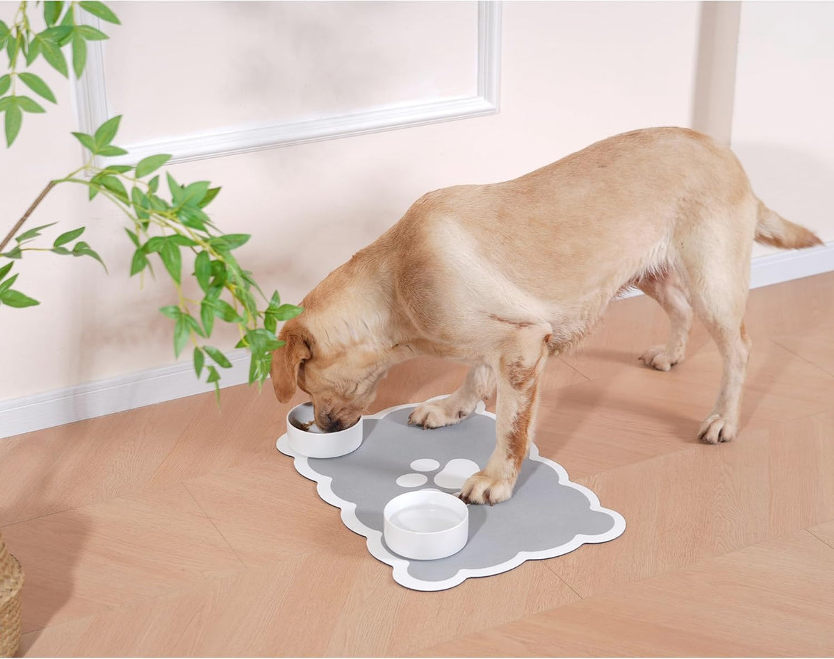 Ralxion Scalloped Dog Feeding Mat, Absorbent Mats for Dog Food and Water Bowl, Dispenser, Cute