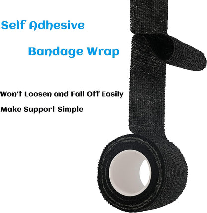 24 Rolls Black Elastic Self Adhesive Bandage Wrap, Breathable Flexible Fabric Non Woven Cohesive