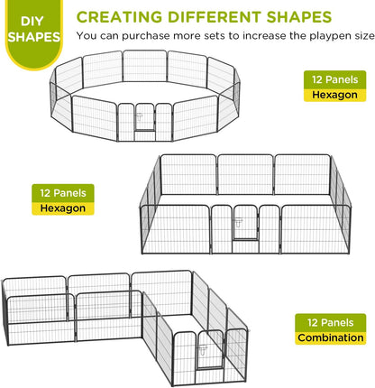BestPet | Dog Playpen | 24 Inch, 12 Panels | Heavy Duty Metal Pet Exercise Pen | Indoor Outdoor