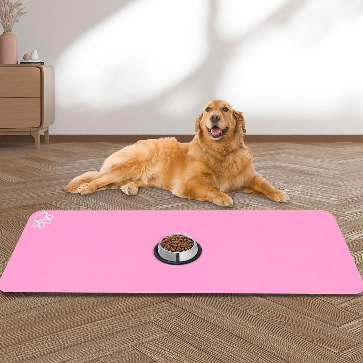 Large Pet Feeding Mat, Absorbent Quick Dry Dog Mat for Food and Water Bowl, Non Skid Cat Bowl Mat