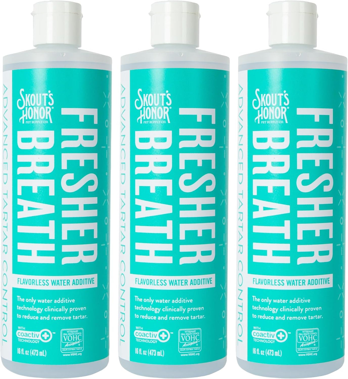 SKOUT'S HONOR Fresher Breath Water Additive for Pets - VOHC Accepted for Tartar Control, Freshens